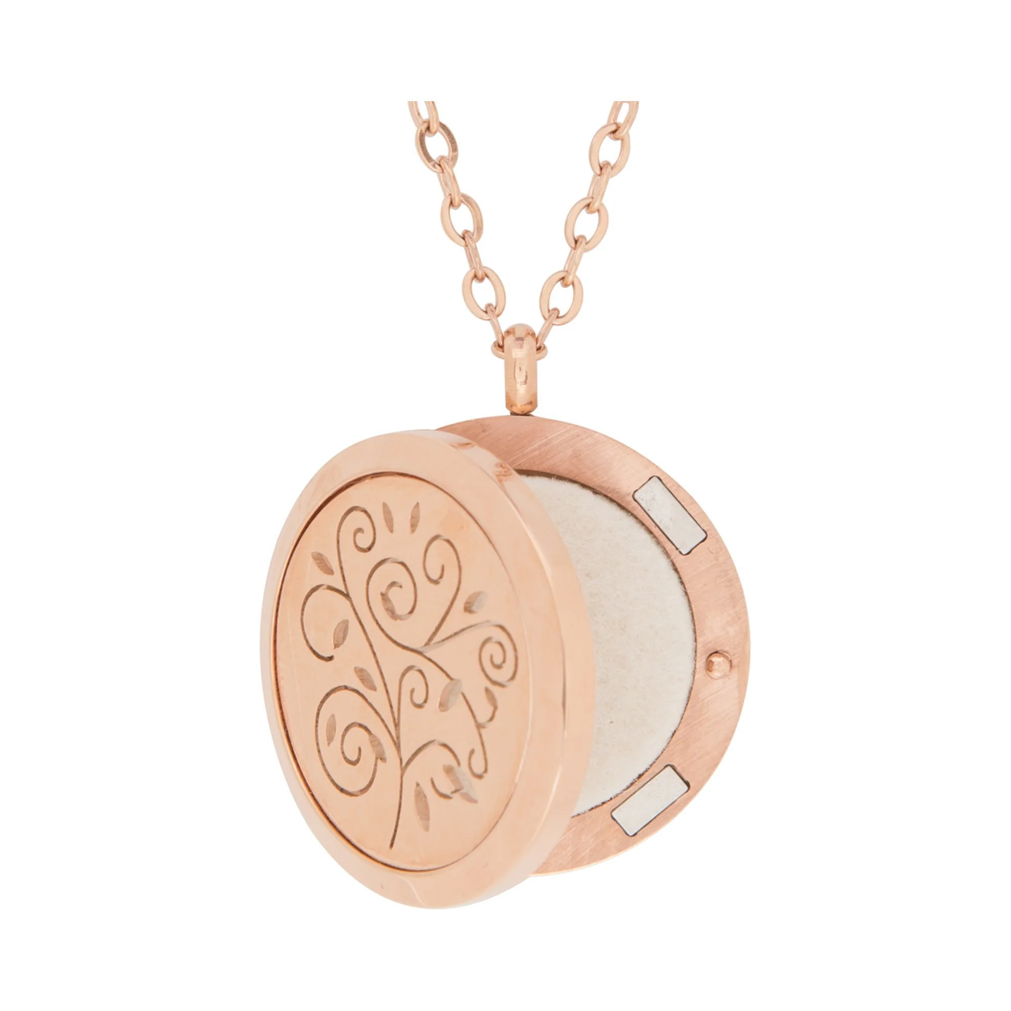 Stainless Steel Rose Gold Swirls Pendant - Image 2