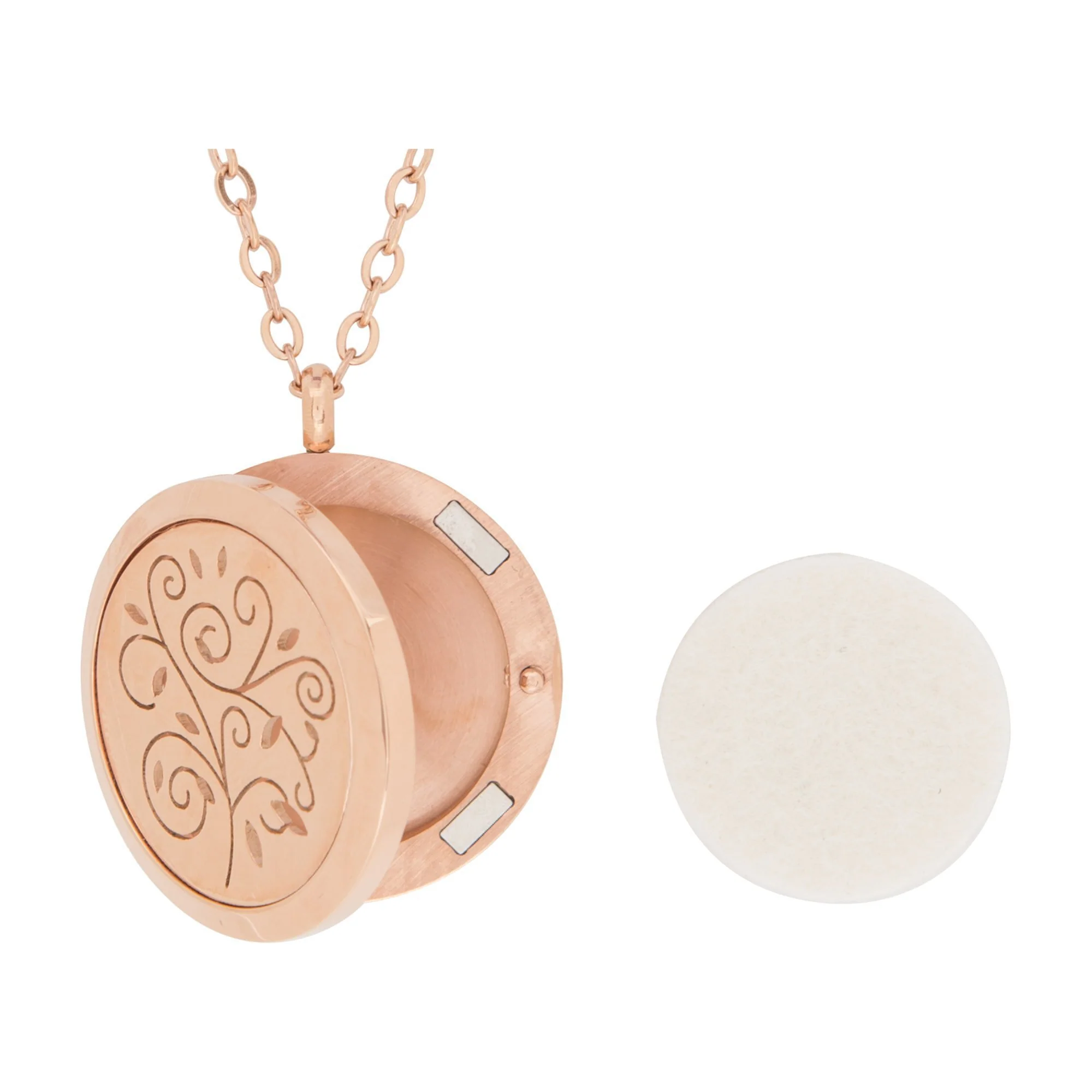 Stainless Steel Rose Gold Swirls Pendant - Image 3