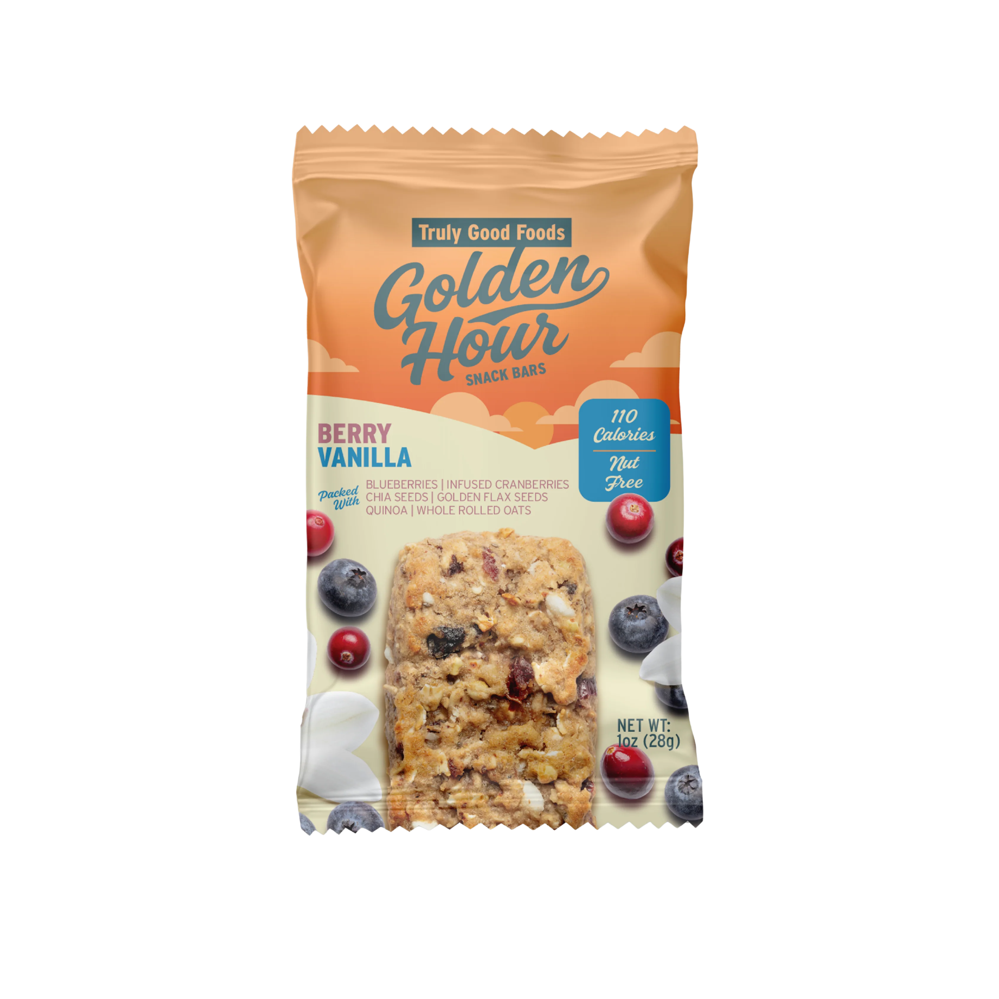 Truly Good Foods Golden Hour Snack Bar, Berry Vanilla, 1 oz, 48 ct