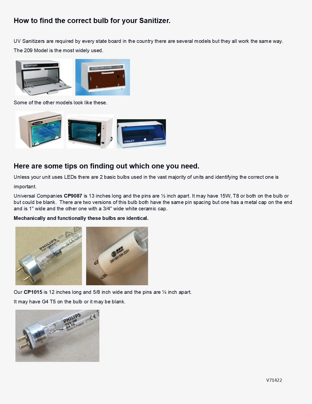 UV Sterilizer Replacement Bulb / C8343 & C9230T - Image 2