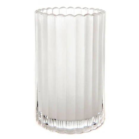 Round Vertical Ribbed Frosted Glass Candle Holders, 6 ct